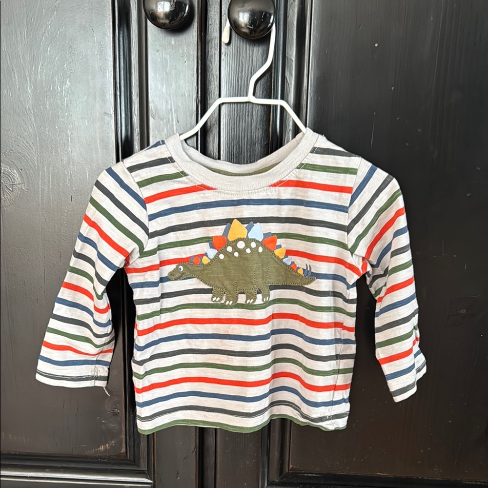 Colorful Striped Dinosaur Long Sleeve Tee